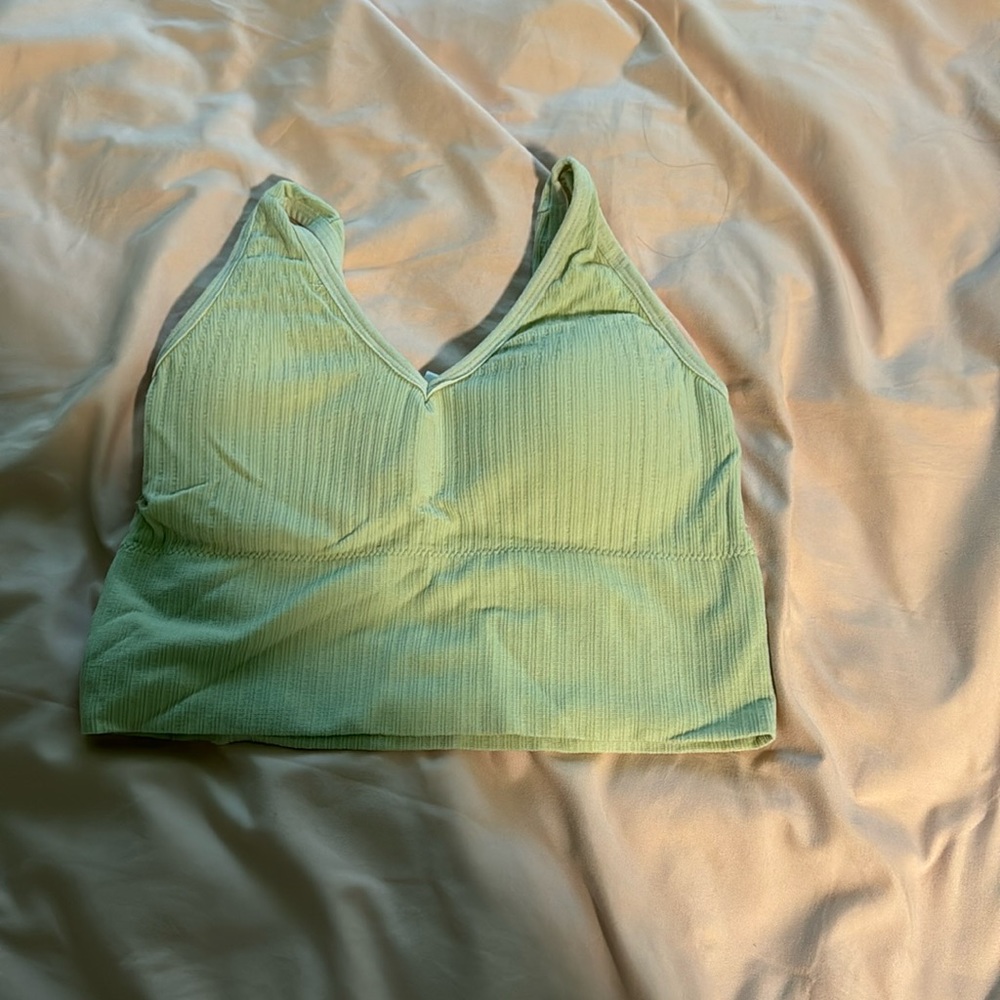 Green crop tank top